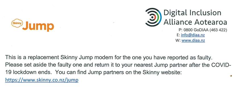 Note with faulty modem replacements